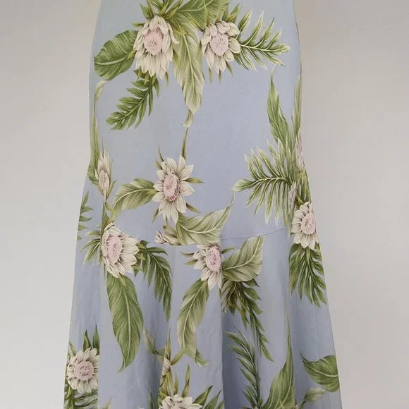 Vintage Kaua'iana Hawaiian Midi Dress Size M Petite Blue Floral Tropical *FLAWS - Picture 4 of 14
